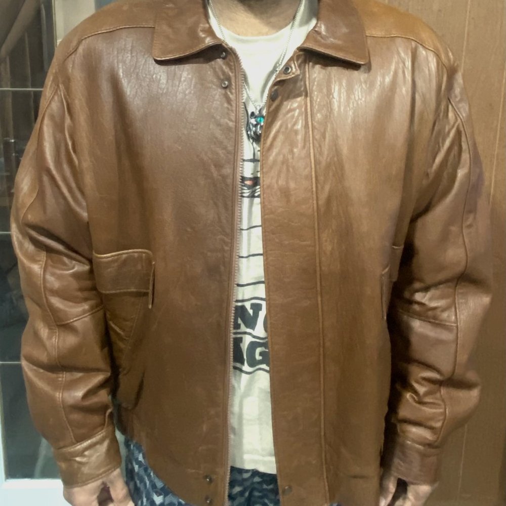 OLD MILL Plain Collar leather Jacket